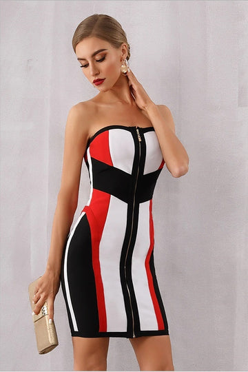New Chic Strapless Runway Evening Party Mini Dress