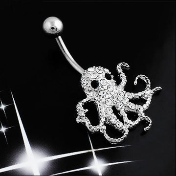 Crystal Octopus Navel Piercing Belly Button Ring
