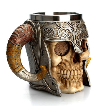 New Medieval Castle Lord Knight Skeleton Stainless Steel Mug Verkadi.com