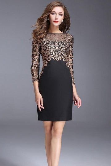 Retro Lace Embroidery Slim Mini Dress