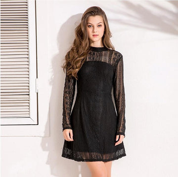 Trendy Lace Backless Hollow Lining A Line Party Dress Verkadi.com