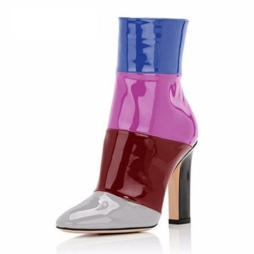Chunky High Heel Ankle Pointed Toe Boots Verkadi.com