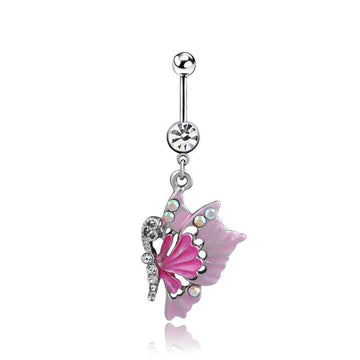 Lovely Colorful Stone Butterfly Belly Button Ring