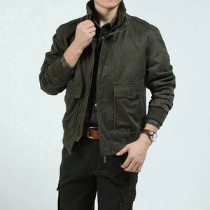 Stand Collar Military Style Cotton Men Jacket