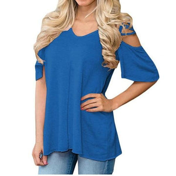 Trendy Short Sleeve Off Shoulder Loose Casual Top Verkadi.com