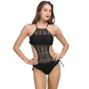 Hot One Piece Black Push Up Solid Swimwear Swimsuit verkadi.com