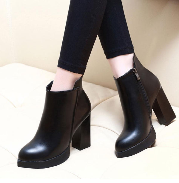 Smart Ankle Martin Style Soft Leather High Heels Boots