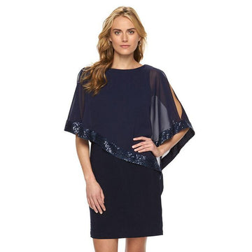 Hot Sequin Lace Splice Cloak Sleeve Party Event Dress Verkadi.com