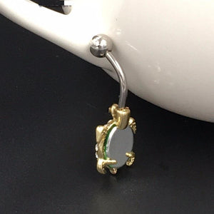 Lovely Green Gold Tortoise Belly Button Ring