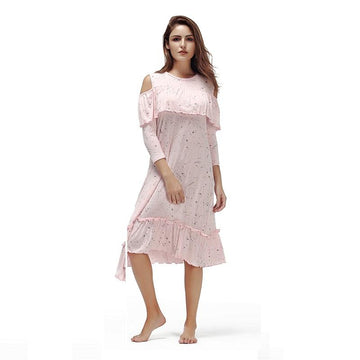 Sexy Off Shoulder Scallop Sleepwear Nightgown Verkadi.com