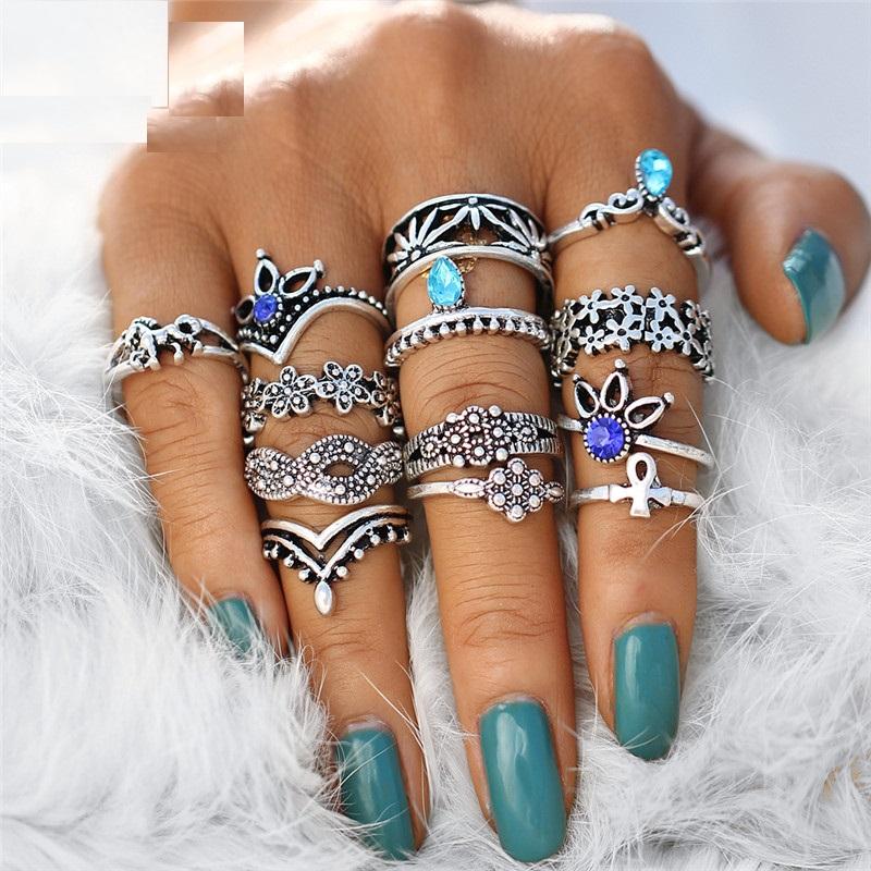 Retro Geometric Bohemian Knuckle Rings 13 Pcs Set Verkadi.com