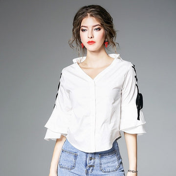 Hip Crop Top V-neck