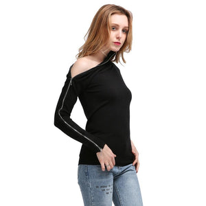Smart Long Sleeves High Collar Off Shoulder Street Wear Top Verkadi.com