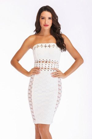 Strapless Lace Up Hollow Out Sheath Mini Dress