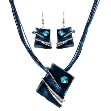 Multi Layered Leather Rope Square Jewelry Set