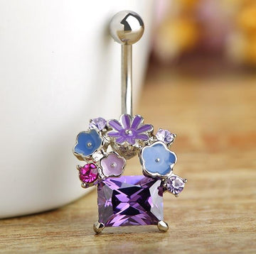Square Rhinestone Navel Belly Button Piercing Ring Verkadi.com