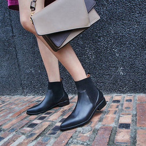 Hot Genuine Leather Pointed Toe Comfortable Ankle Boots