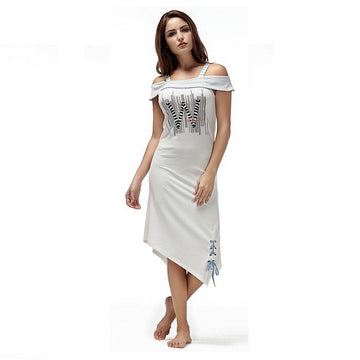Sexy Off Shoulder Asymmetric Split Sleepwear Nightgown Verkadi.com