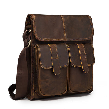 eather Unisex Multi-Function Satchel Cross-Body Messenger Bag