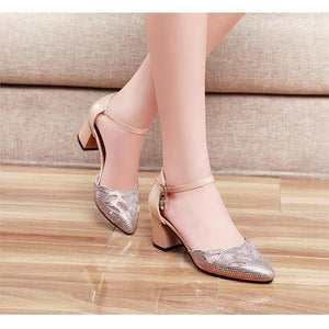 Classy Beading Square Chunky Heels Pump Shoes Verkadi.com