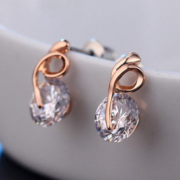Classic Zircon Crystal Ribbon Shape Earring Verkadi.com