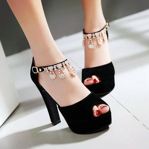 Rhinestones Crystal Peep Toe Women High Heels Sandals