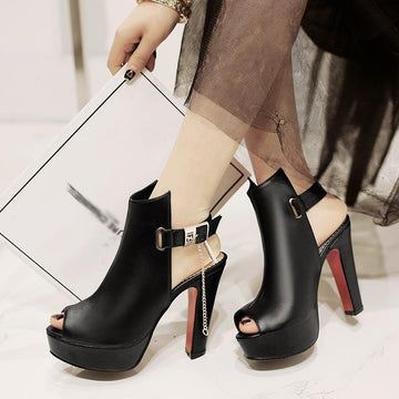 Sexy Novelty Peep Toe Chunky High Heels Platform Pumps Verkadi.com