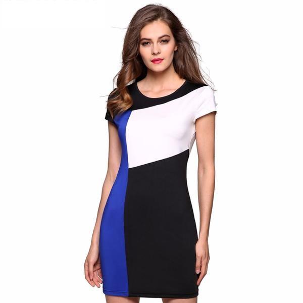 Splicing Patchwork Contrast Color Stretch Dress – Verkadi