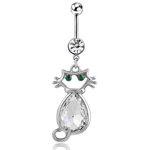 Sexy Cat Water Drop Rhinestone Navel Piercing Belly Button Ring