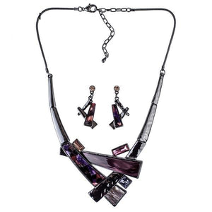 Purple Crystal Resin Unique Design Jewelry Set Verkadi.com