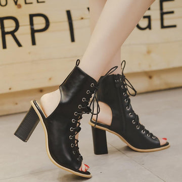 Cool Cross Tied High Heel Peep Toe Pumps Sandals Verkadi.com
