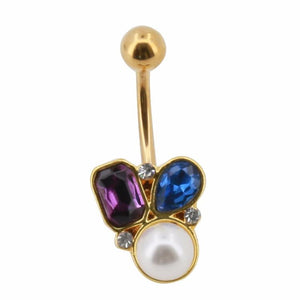 Multi Color Crystal Pearl Navel Piercing Bell Button Ring Verkadi.com