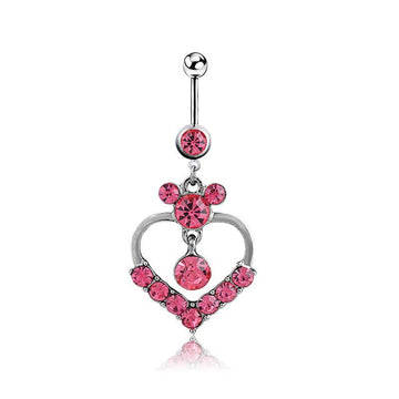 Crystal Heart Navel Piercing Belly Button Ring Verkadi.com