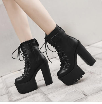 Hot Ankle Motorcycle High Heels Women Boots Verkadi.com