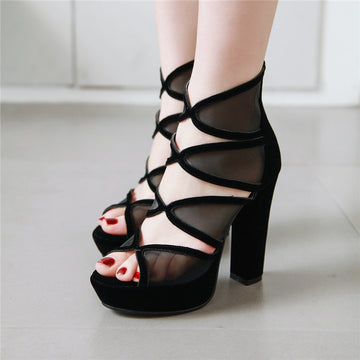Flock Air Mesh Platform High Heels Sandals