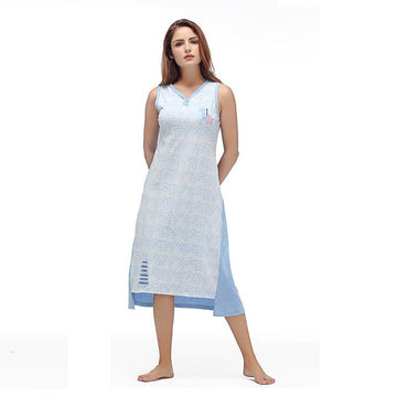 Cotton Sleeveless V-Neck Hollow Button Nightgown Verkadi.com