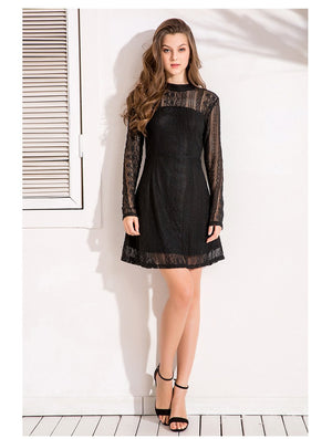Trendy Lace Backless Hollow Lining A Line Party Dress Verkadi.com