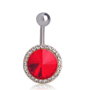 Fashion Red Round Rhinestone Navel Piercing Belly Button Ring Verkadi.com