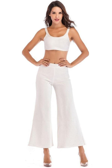 Backless Crop Top & Flare Pants Event Party Dress