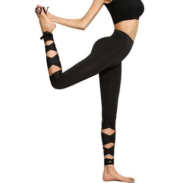 High Waist Push Up Cross Bandage Workout Leggings