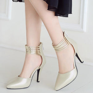 Elegant Pointed Toe Thin Ankle Wrap High Heel Pumps Shoes Verkadi.com