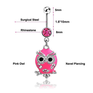 Cute Pink Owl Navel Piercing  Belly Button Ring Verkadi.com