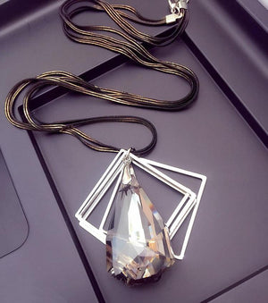 Crystal Drop Trapezoidal Necklace Pendant