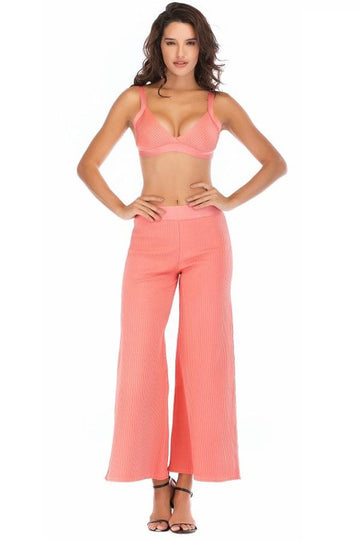 Backless Crop Top & Flare Pants High Street Dress