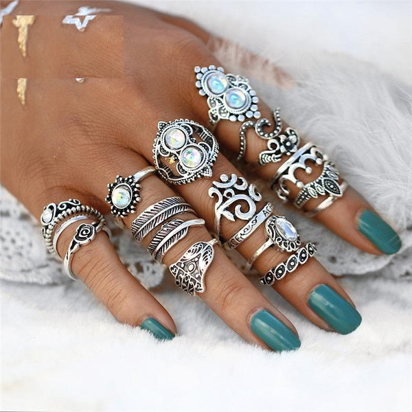 Full Hand Knuckle Rings Vintage Hand Knuckle Jewelry Ring Set 16 Pcs