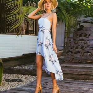 Sexy Halter Strapless Backless Floral Print Summer Dress verkadi.com