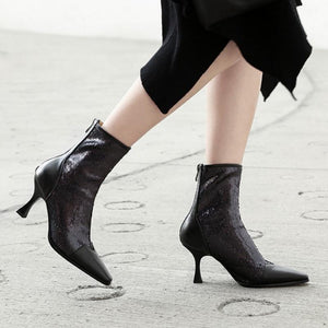 Fashion High Heel Leather Zipper Multi-Color Mid Calf Boots Verkadi.com