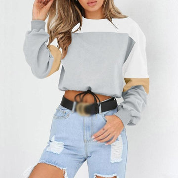Hot Chic Long Sleeve Loose Crop Top Sweatshirt Hoodie Verkadi.com