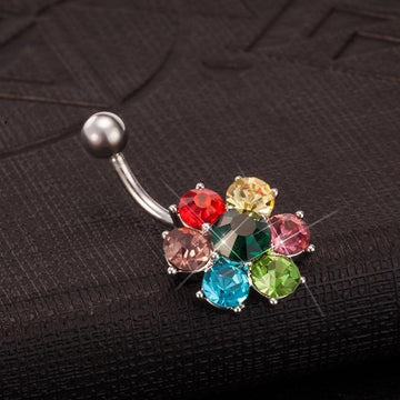 Sexy Colorful Flower Leaves Navel Piercing Belly Button Ring Verkadi.com