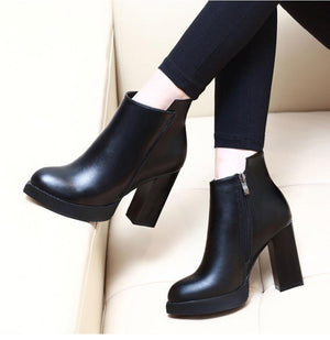 Smart Ankle Martin Style Soft Leather High Heels Women Boots Verkadi.com